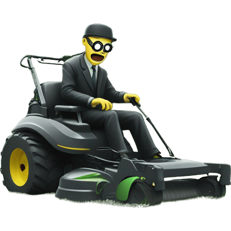 A disproportionate, eldritch, lovecraftian, demonic, being mowing the lawn emoji