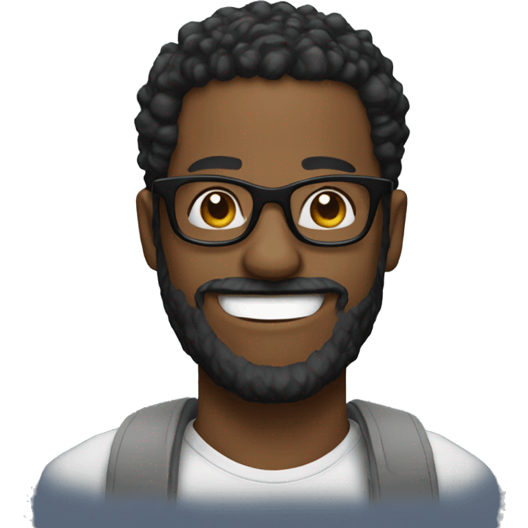 black man face beard glasses laughing emoji