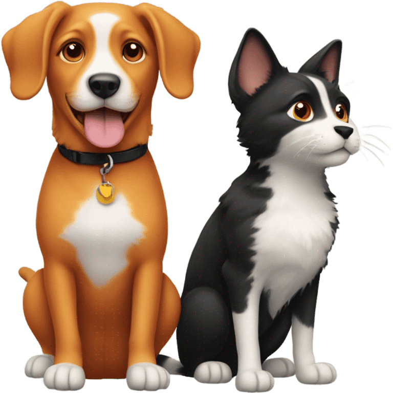 Cat and dog friends emoji