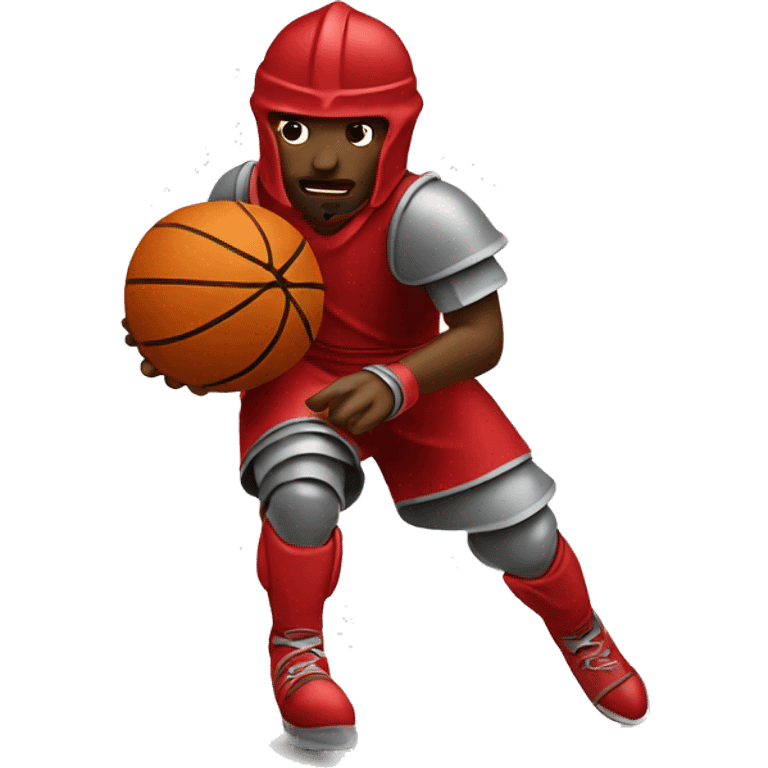 Red Knight dribbling a basketball  emoji