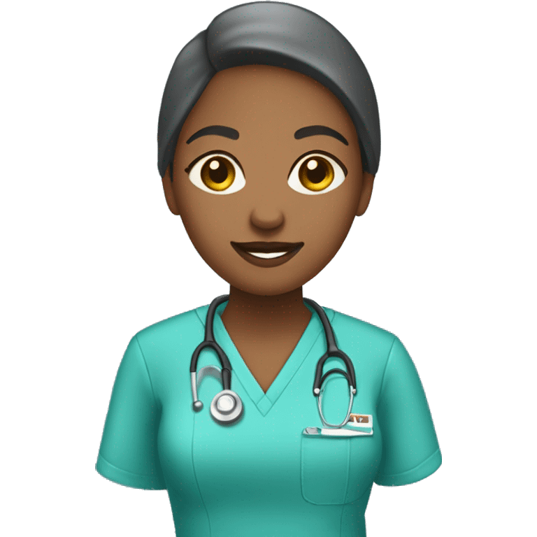 Female african american healthcare worker wearing scrubs facing left emoji