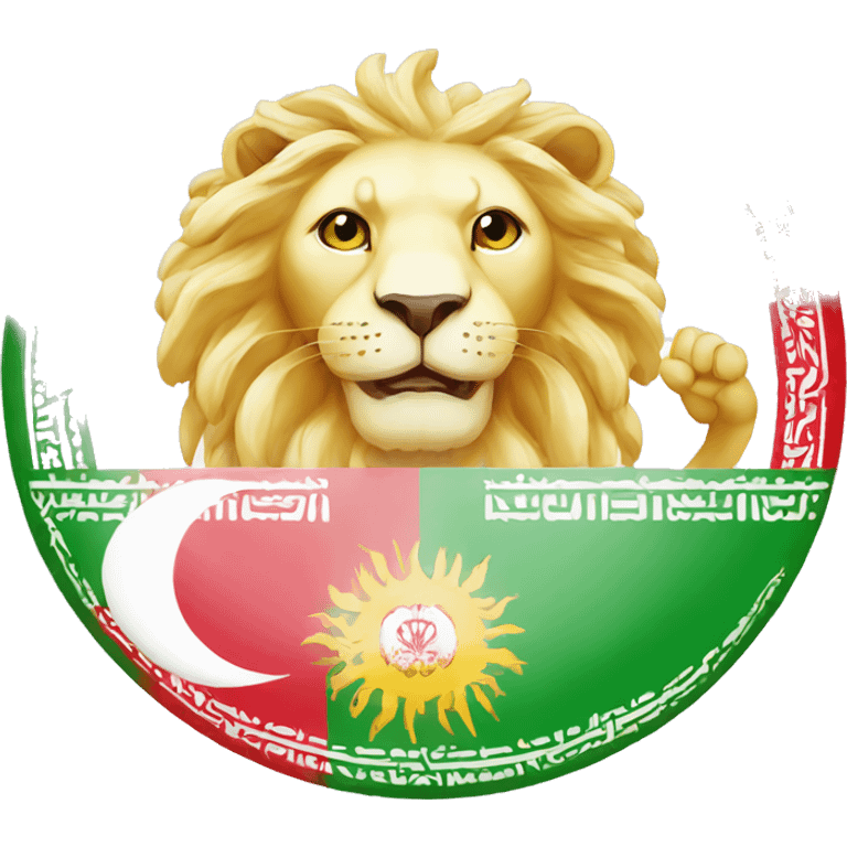 Iran flag with lion and sun and angel emoji