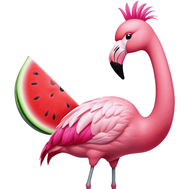 Flamingo eating watermelon  emoji