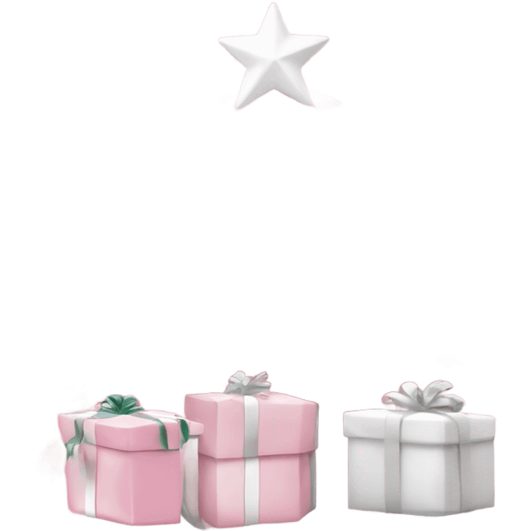 Light pink Christmas gifts under a white Christmas tree  emoji