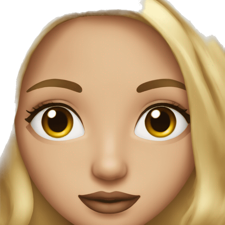 a blonde girl with makeup on and lash extensions and brown highlights  emoji