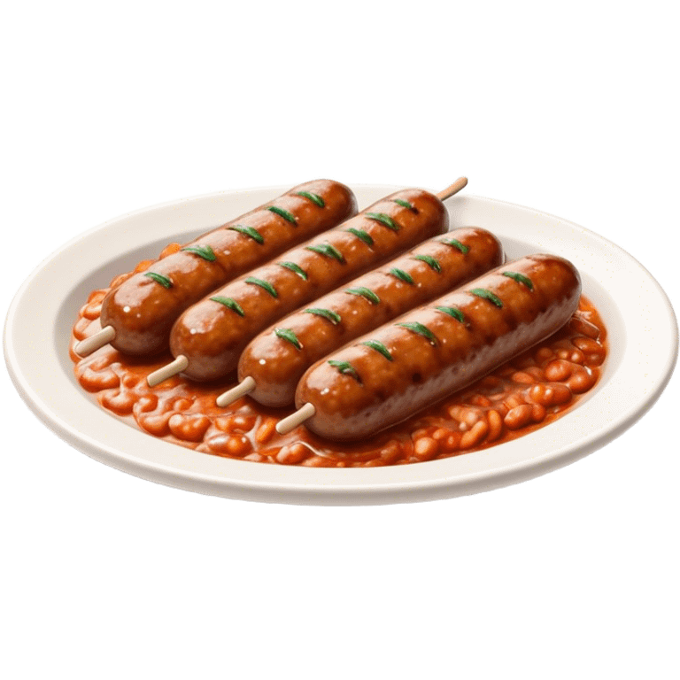 Cinematic Realistic Cevapi Dish Emoji, depicted as small, grilled minced meat sausages with a charred exterior rendered with lifelike textures and warm, savory lighting. emoji