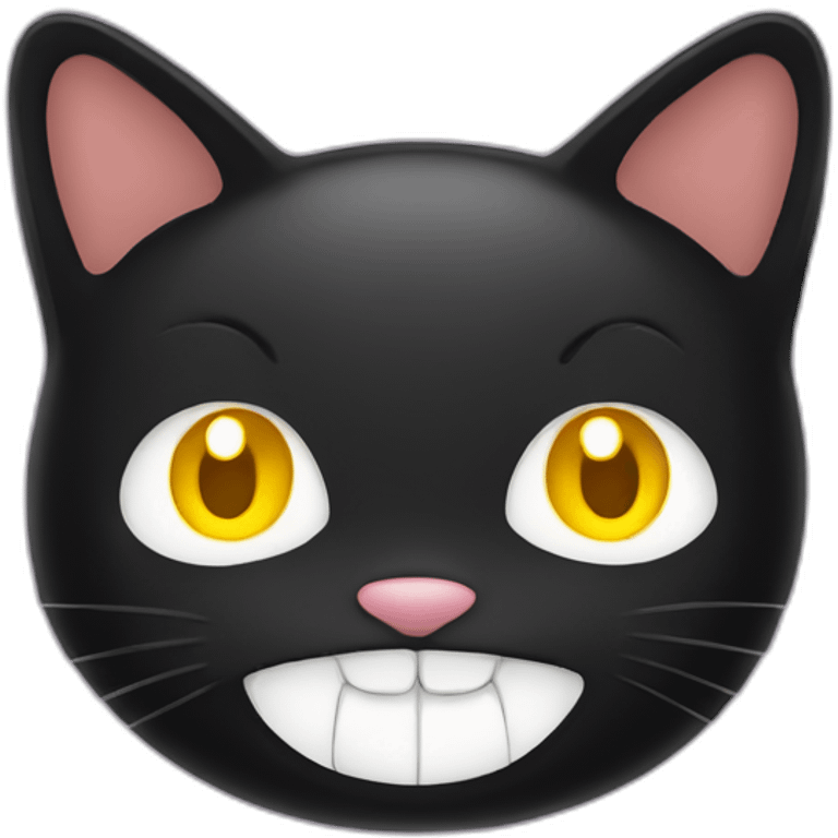 Black fat cat with yellow eyes laughing emoji