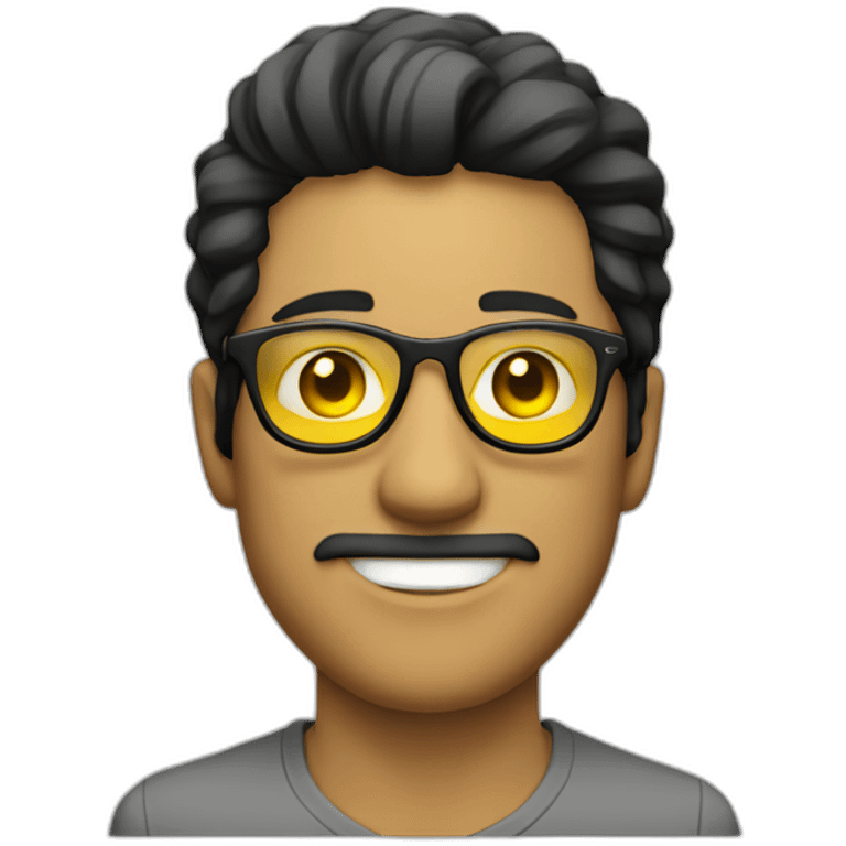 White man with yellow tinted glasses and black hair  emoji