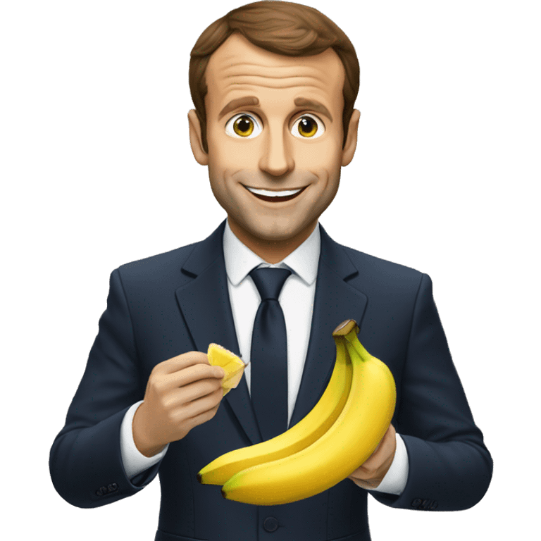 Macron eating a banana emoji