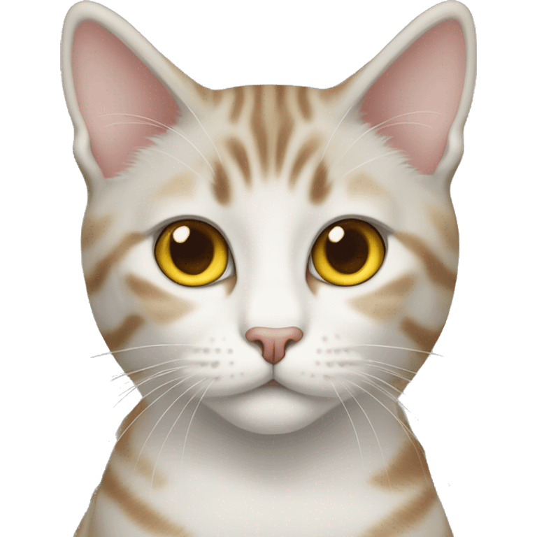 Scotch straight cat with yellow eyes and small nose color tabby  emoji