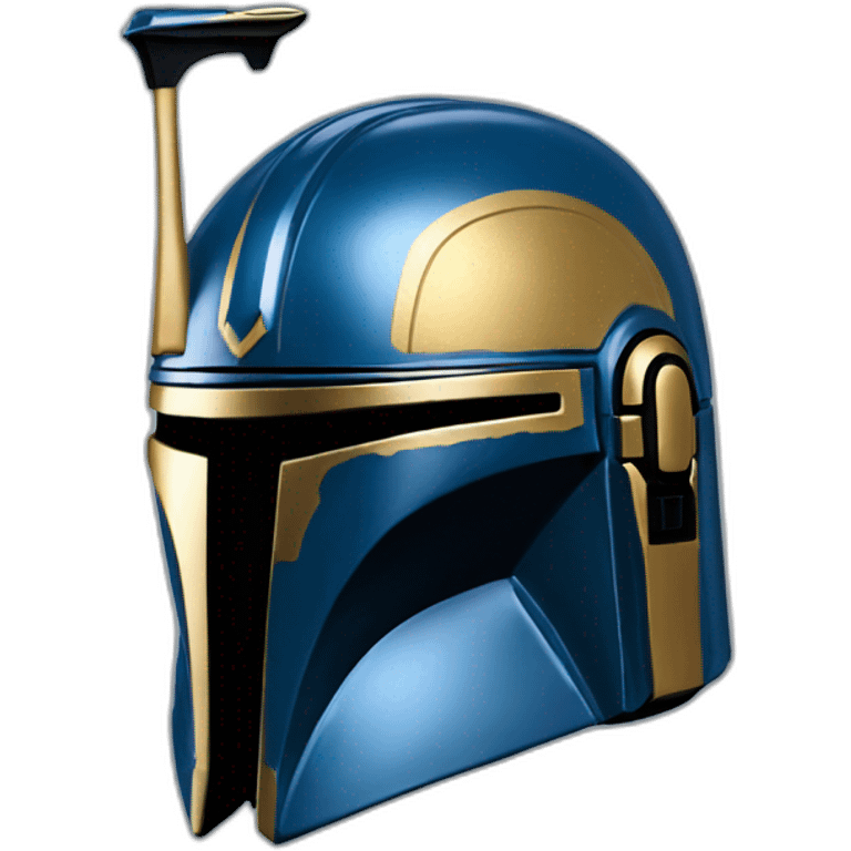 blue mandalorian helmet with gold emoji