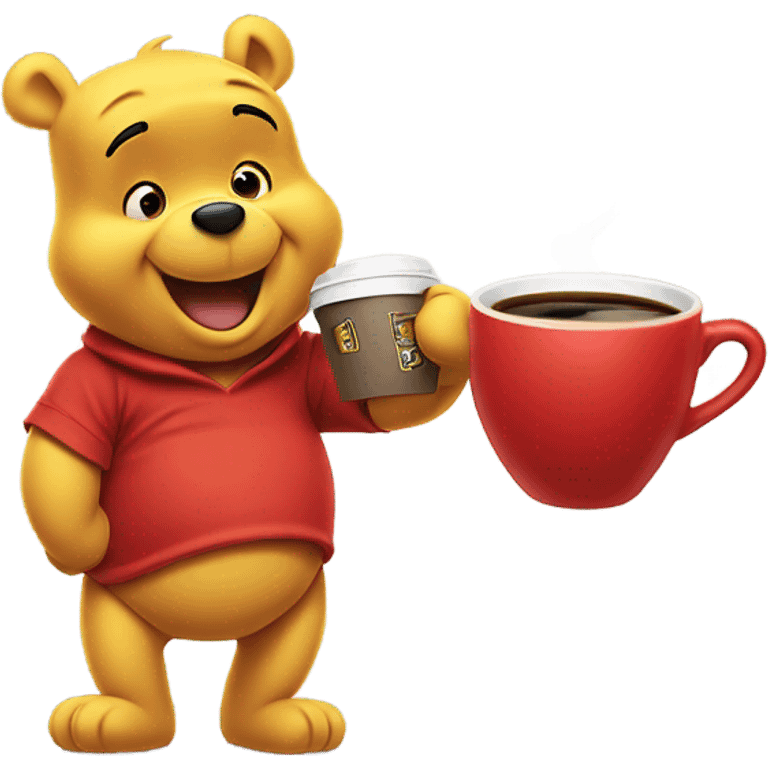 Winnie the Pooh drinking coffee emoji