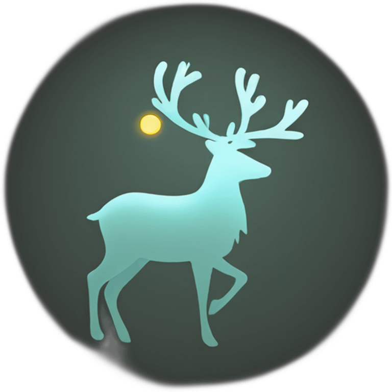 A reindeer silhouette with a sun at the top shining with an overall dark background emoji