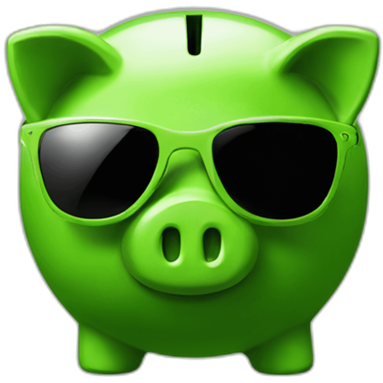 green piggybank with sunglasses emoji