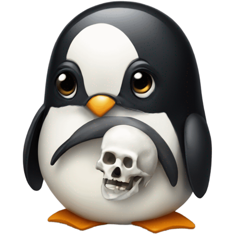 Penguin with hamlet skull  emoji