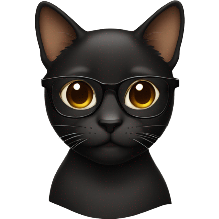 Black cat with brown glasses emoji