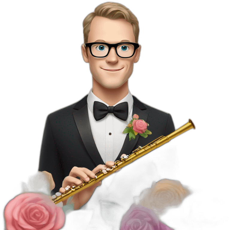 Jonathan Toews wearing glasses as a rainbow musical flute instrument in a symphony with pastel roses emoji