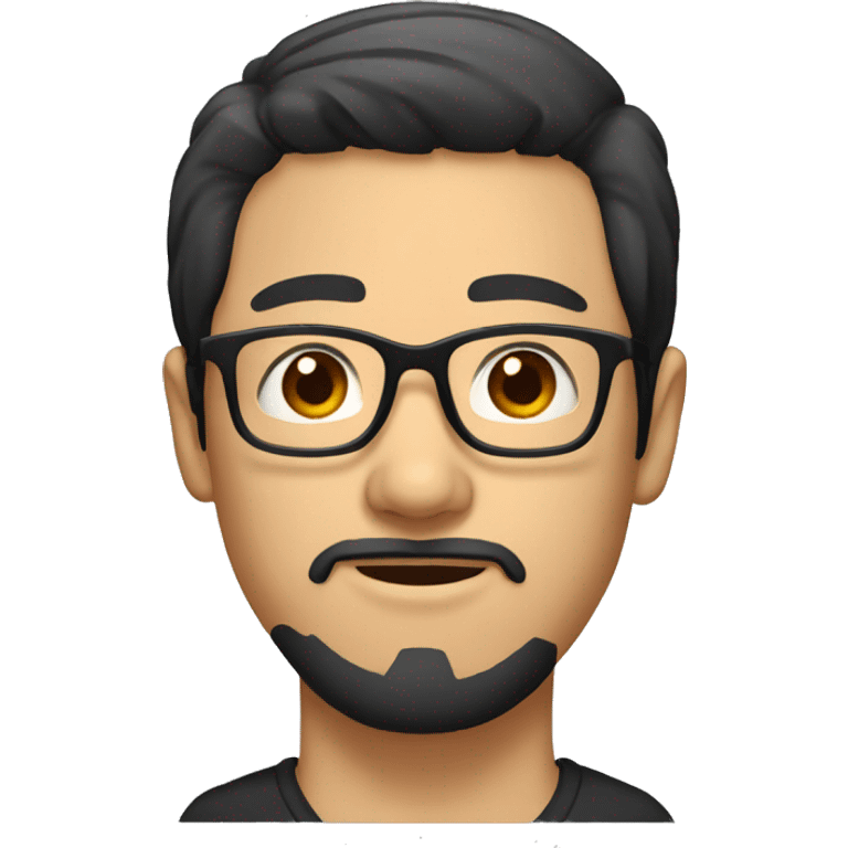 Asian Guy with long black hair and square glasses and black beard emoji