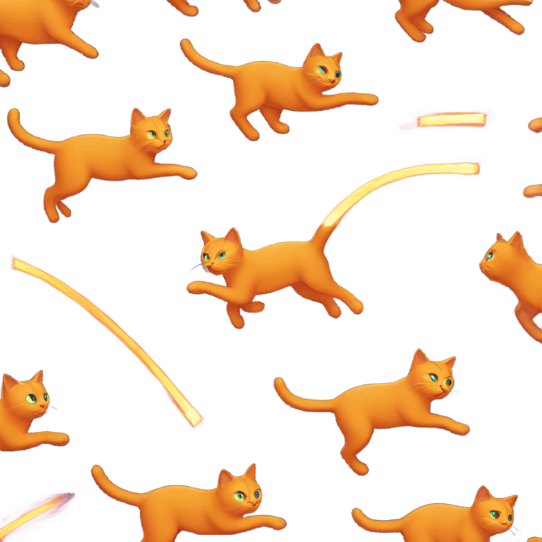 Orange cat chasing laser emoji