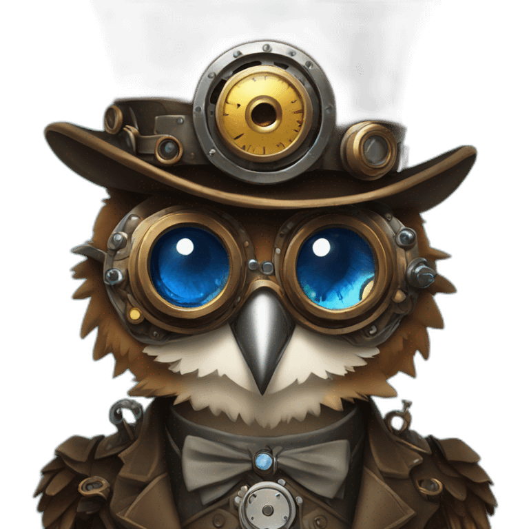 steampunk owl with blue eyes emoji