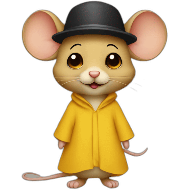 Jerry Mouse with mustache and hat yellow Abaya emoji