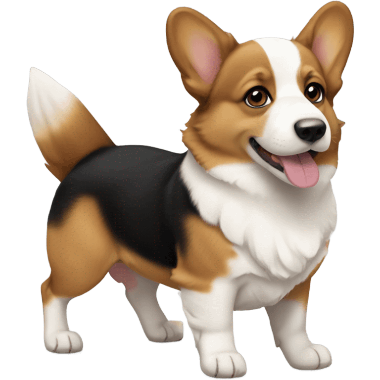 Corgi puppy with black brown and white fur mix emoji