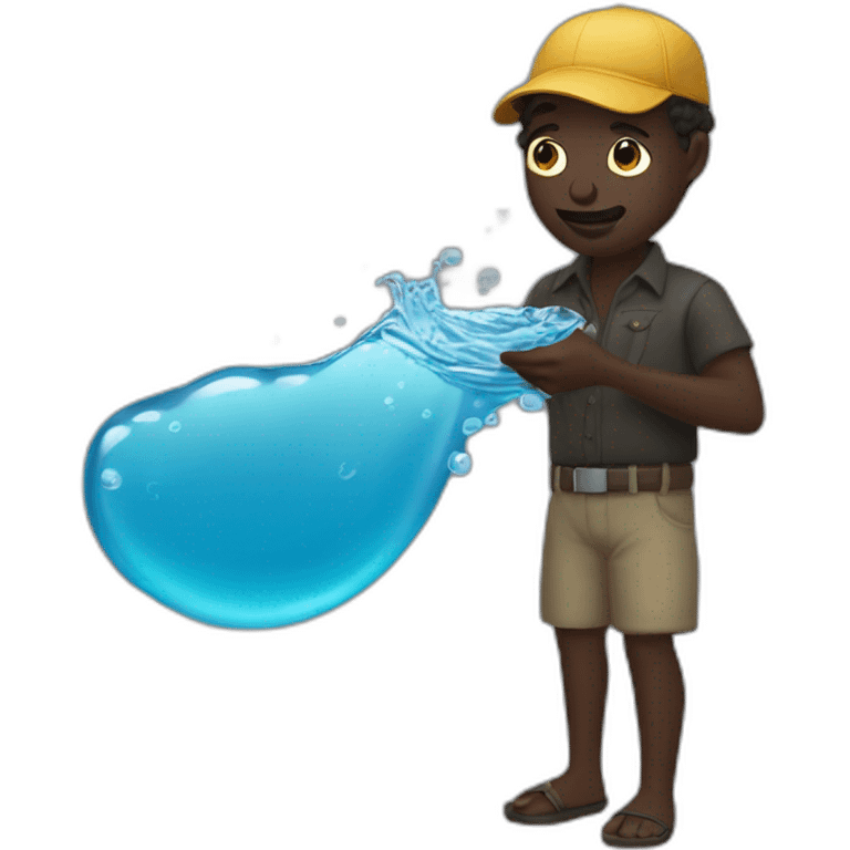 Mamadou noir qui boit de l'eau pour la première fois  emoji