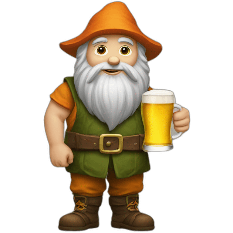 A garden dwarf with a beer emoji