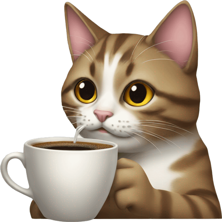 cat drinks coffee emoji