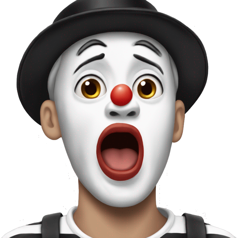 photorealistic The French Mime is in shocked emoji