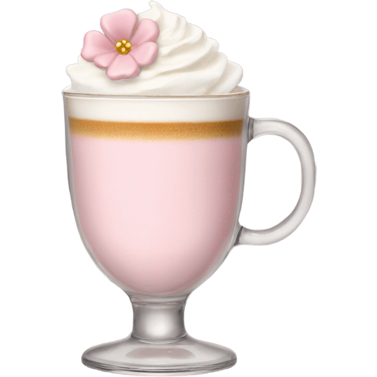 Light Pink latte classy in glass with flower emoji