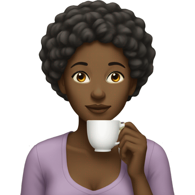 Black woman drinking tea  emoji