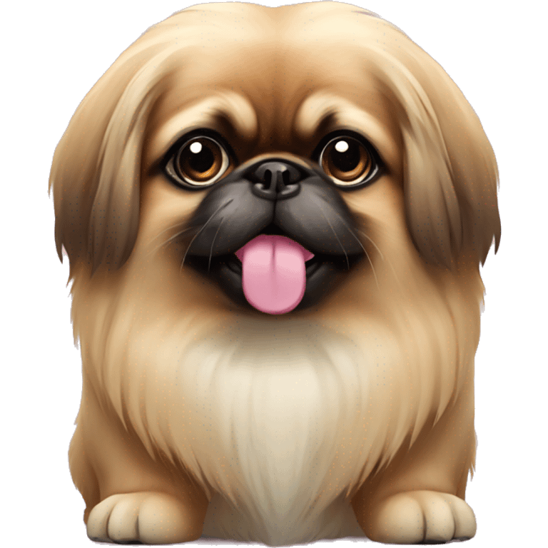 Pekingese with pink emoji