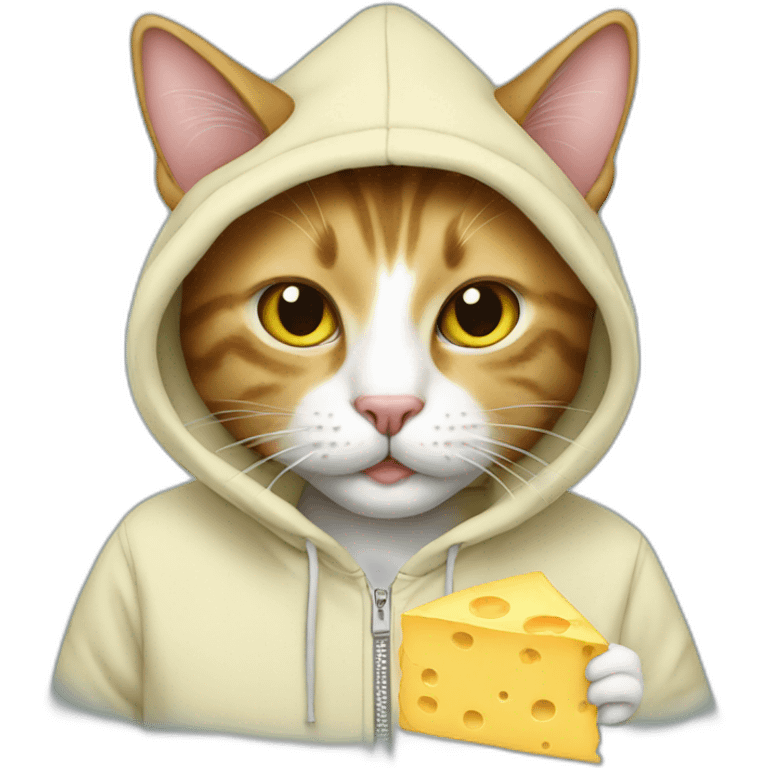 CAT WEARING CHEESE HOODIE emoji