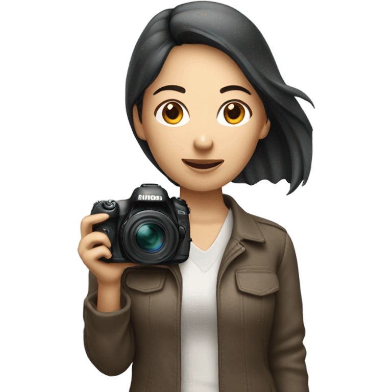 asian woman holding a nikon camera emoji