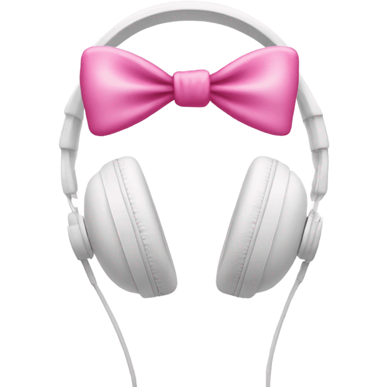 White headphones with pink bow emoji