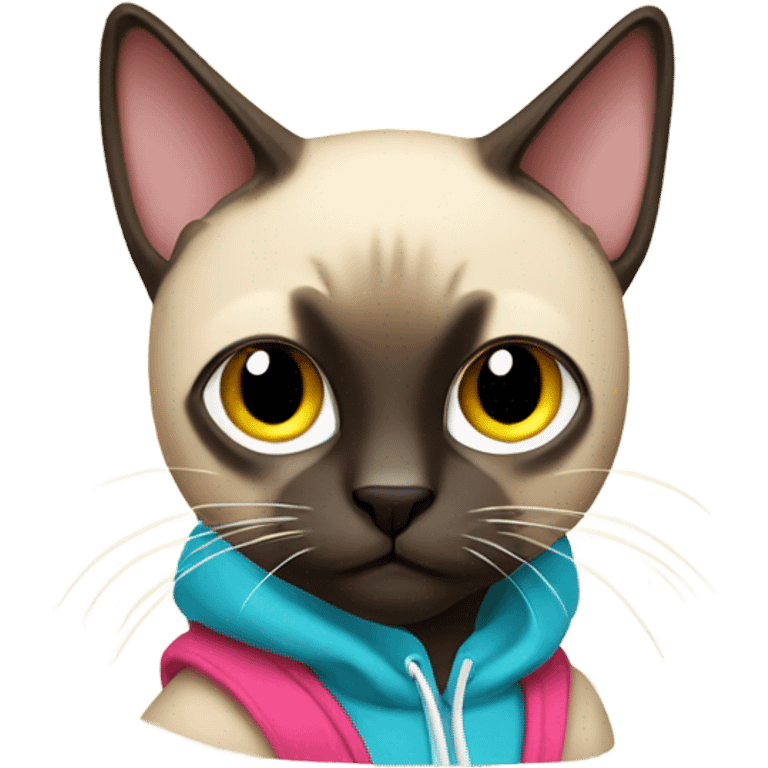 Siamese cat wearing a hoodie emoji