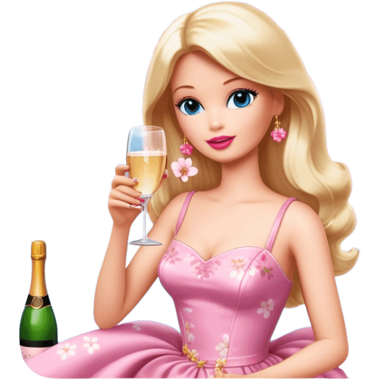 barbie with champagne,Cherry blossom emoji