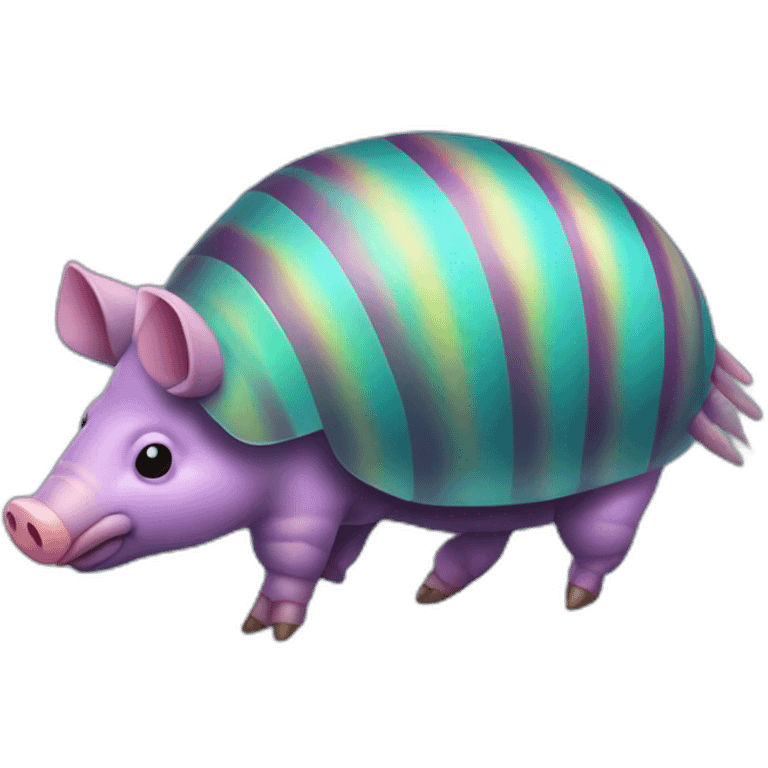 Iridescent spotted striped cyan purple gradient pig armadillo cow centipede insect emoji