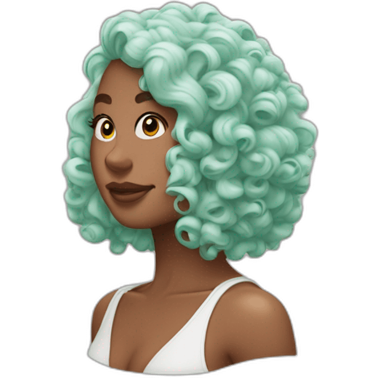 curly girl in AirPods Pro Max green emoji