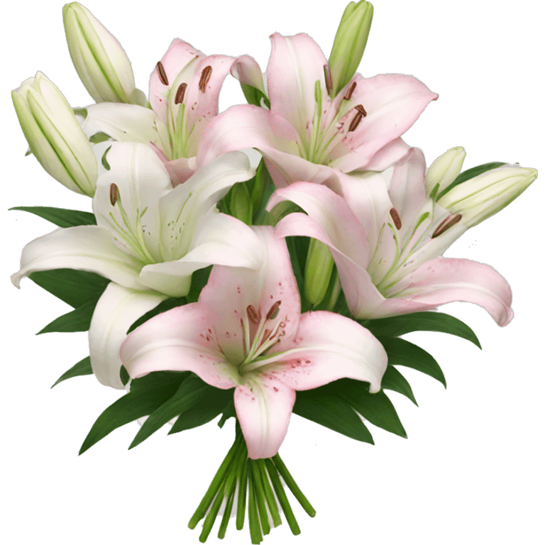 pink white lilies bouquet  emoji