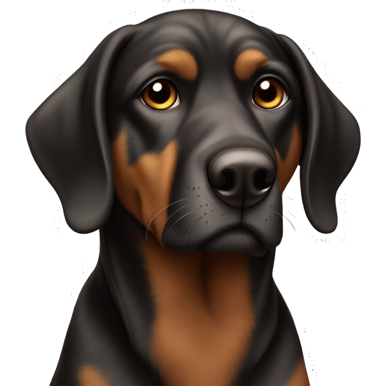 Black and brown hunting dog with floppy ears emoji