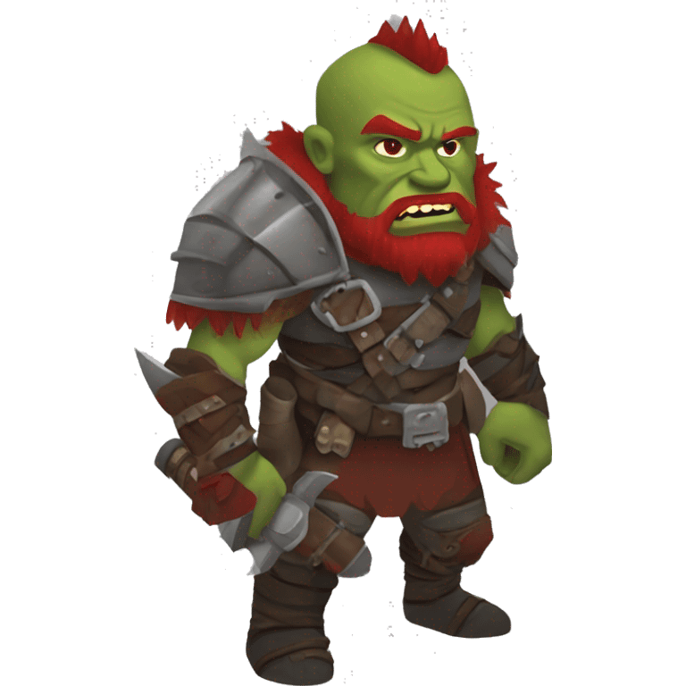 Armored Berserker orc with red beard & red mohican emoji