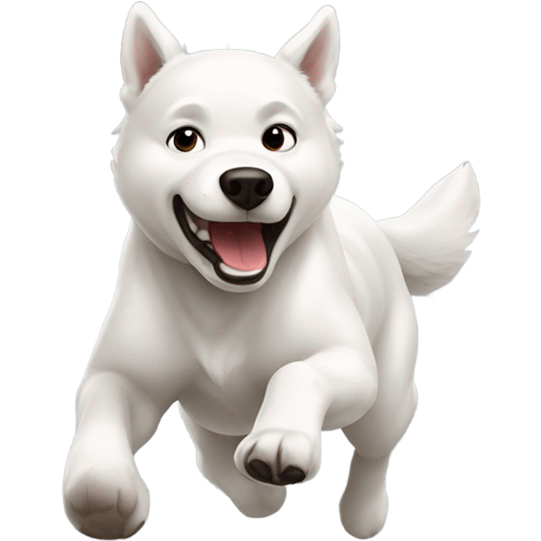 White husky running while pooping emoji