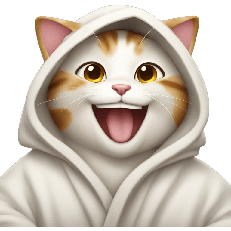 Cat wearing robe and laughing  emoji