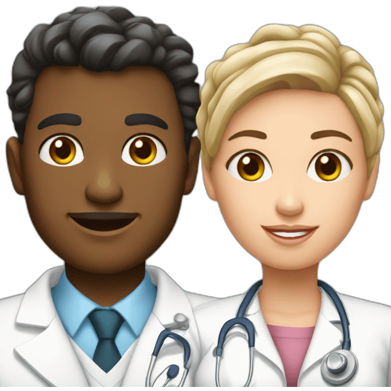 Young Neurologist and gynecologist in love emoji