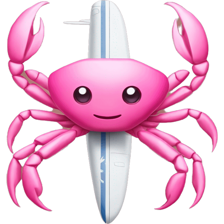 Pink crab on top of a plane emoji