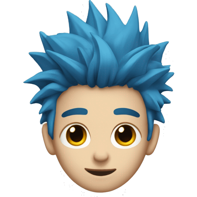 blue haired boy with spiky hair and black eyes no eyes emoji