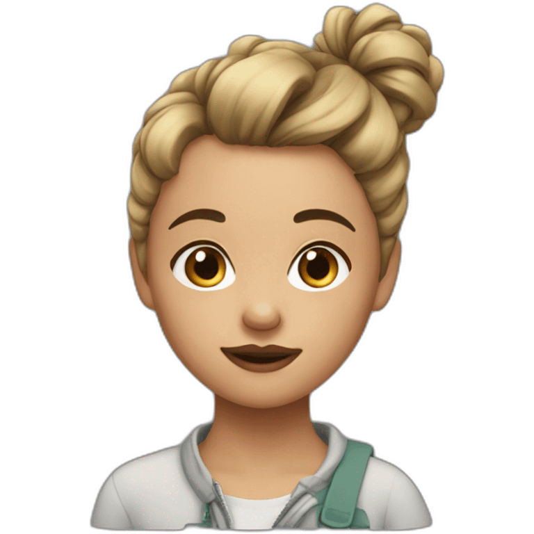 Girl with messy bun emoji