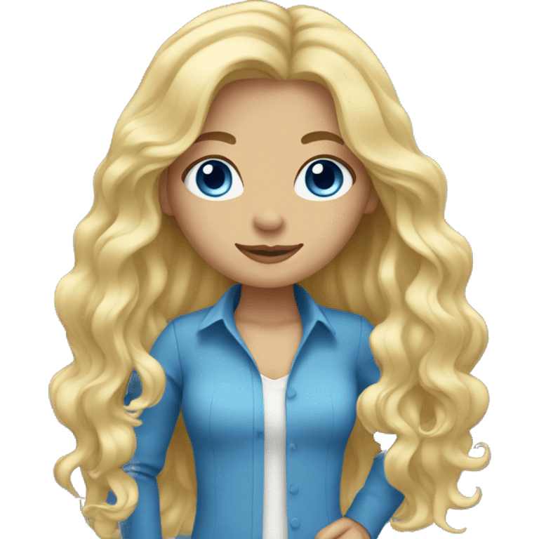 blonde long wavy hair girl blue eyes  emoji